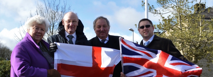 Councillor Winkler is joined by Councillors Mike Holly and Jim Gartside and Honorary Alderman Jane Gartside at the Norden Memorial Garden.