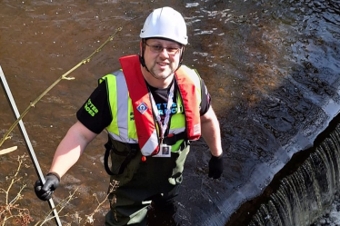 Norden Ward Councillor Peter Winkler in Naden Brook Clean Up for Great British Spring Clean