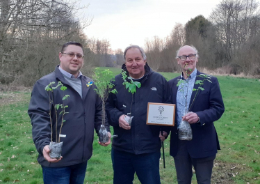 Peter, Mike and Jim with trees to be planted in Norden for the Queen's Green Canopy